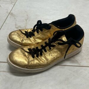 Adidas Stan Smith Gold Metallic Ostrich Leather Sneakers Size 10 US